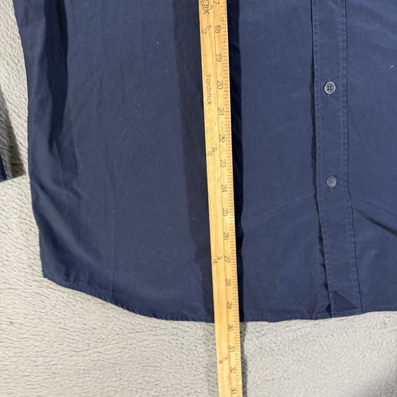 Untickit Men's 2XL Navy Blue Stretch Cotton Long Sleeve Dress Shirt Casual - Picture 4 of 6